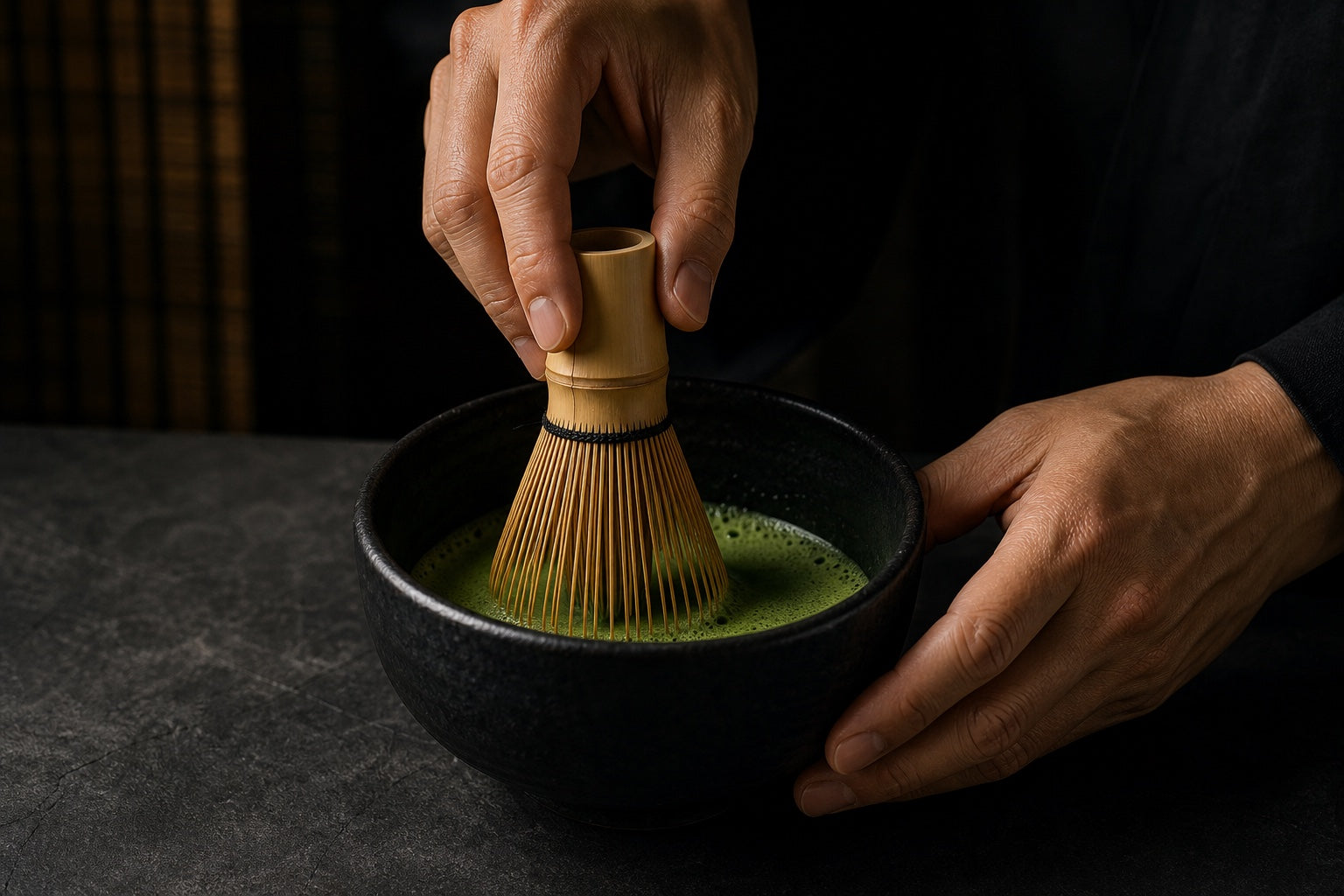 茶筅で抹茶を点てる所作