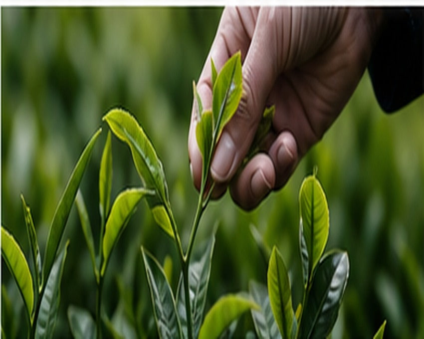 Close-up of vibrant tea leaves