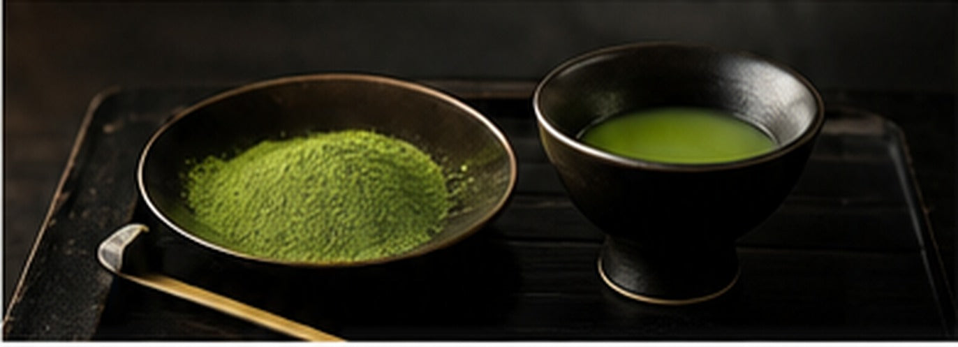 Blooming matcha in a tea bowl